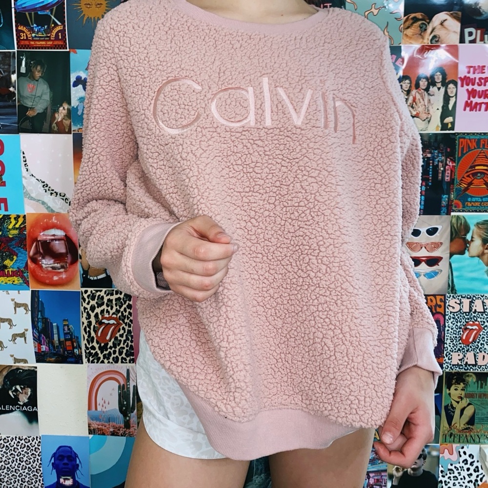 Calvin Klein Pink fluffy sweater